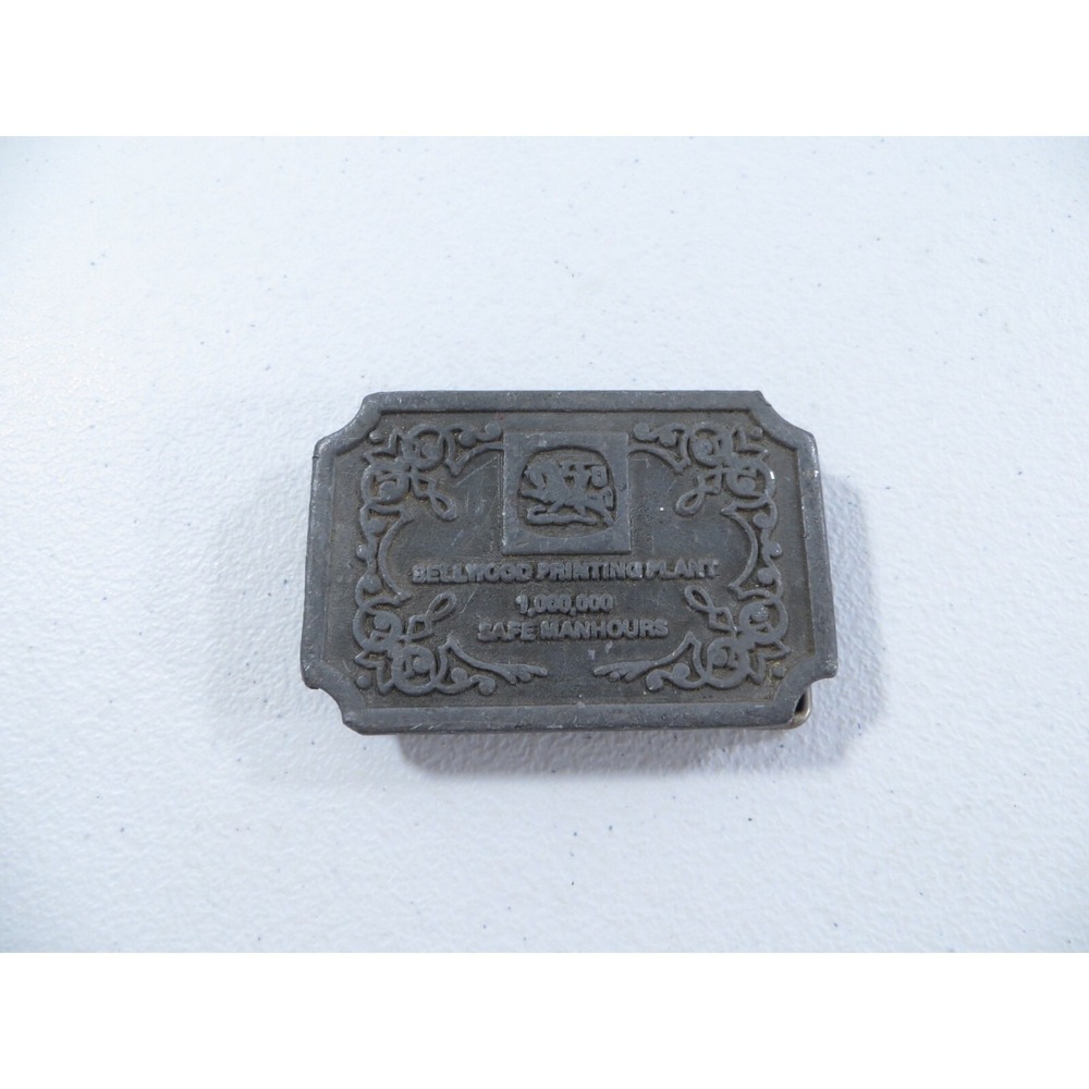 Vintage‎ Bellwood Printing Plant 1,000,000 Safe Man Hours Metal Belt Buckle USA